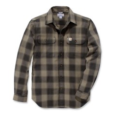 carhartt HUBBARD SLIM FIT FLANNEL SHIRT BURNT OLIVE